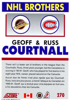 1991-92 Score Canadian Bilingual #270 Geoff Courtnall / Russ Courtnall Back