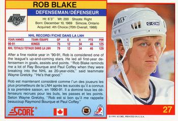 1991-92 Score Canadian Bilingual #27 Rob Blake Back