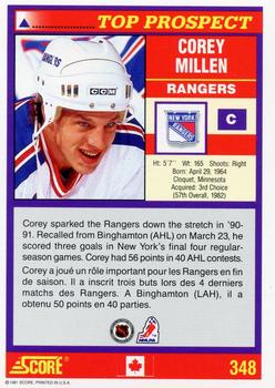 1991-92 Score Canadian Bilingual #348 Corey Millen Back
