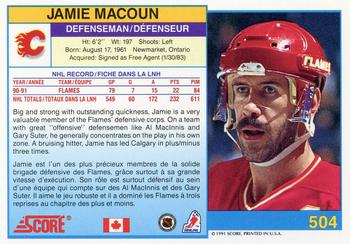 1991-92 Score Canadian Bilingual #504 Jamie Macoun Back
