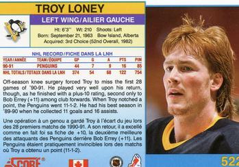 1991-92 Score Canadian Bilingual #522 Troy Loney Back