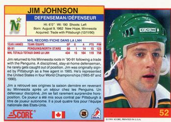 1991-92 Score Canadian Bilingual #52 Jim Johnson Back