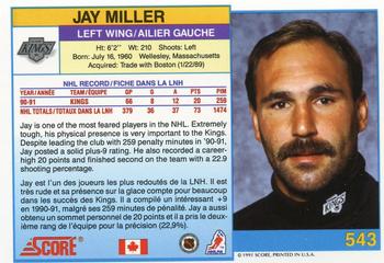 1991-92 Score Canadian Bilingual #543 Jay Miller Back