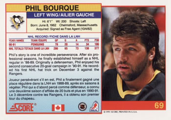 1991-92 Score Canadian Bilingual #69 Phil Bourque Back