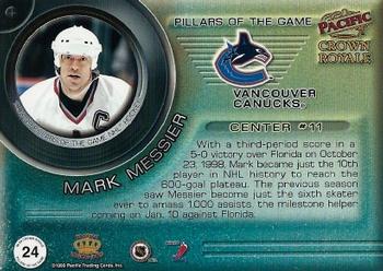 1998-99 Pacific Crown Royale - Pillars of the Game #24 Mark Messier Back