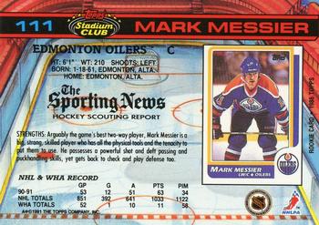 1991-92 Stadium Club #111 Mark Messier Back