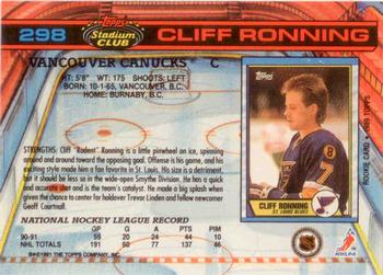 1991-92 Stadium Club #298 Cliff Ronning Back