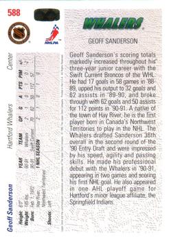 1991-92 Upper Deck #588 Geoff Sanderson Back