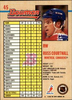 1992-93 Bowman #45 Russ Courtnall Back