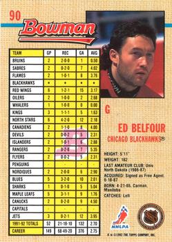 1992-93 Bowman #90 Ed Belfour Back