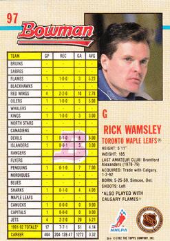 1992-93 Bowman #97 Rick Wamsley Back