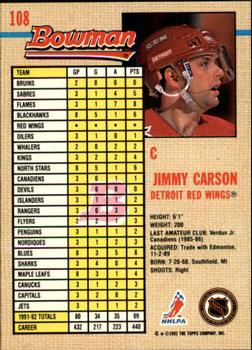 1992-93 Bowman #108 Jimmy Carson Back