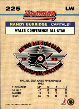 1992-93 Bowman #225 Randy Burridge Back