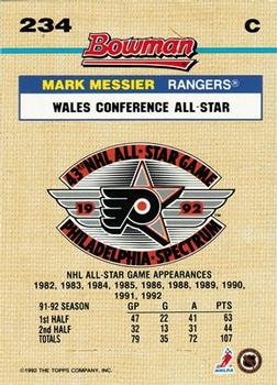 1992-93 Bowman #234 Mark Messier Back