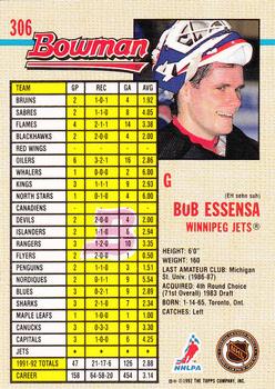 1992-93 Bowman #306 Bob Essensa Back