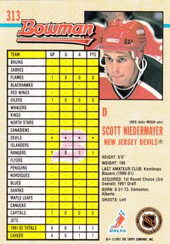 1992-93 Bowman #313 Scott Niedermayer Back