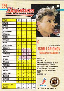 1992-93 Bowman #350 Igor Larionov Back