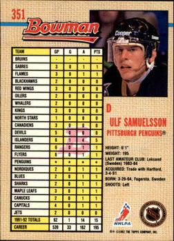 1992-93 Bowman #351 Ulf Samuelsson Back