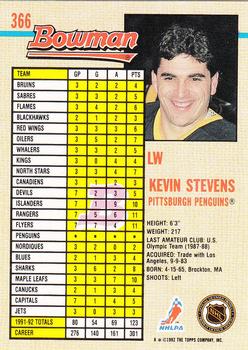 1992-93 Bowman #366 Kevin Stevens Back