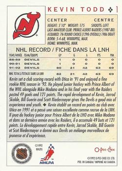 1992-93 O-Pee-Chee #1 Kevin Todd Back