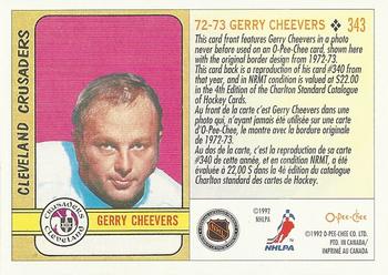 1992-93 O-Pee-Chee #343 Gerry Cheevers Back