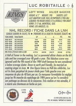 1992-93 O-Pee-Chee #6 Luc Robitaille Back