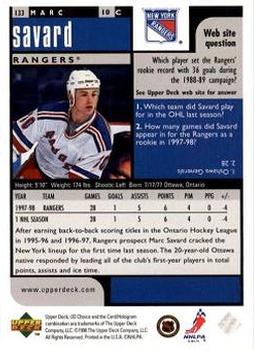 1998-99 UD Choice Preview #133 Marc Savard Back