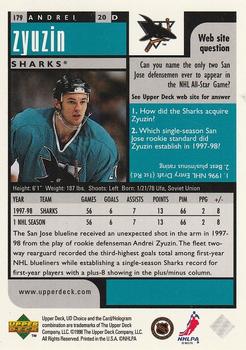 1998-99 UD Choice Preview #179 Andrei Zyuzin Back