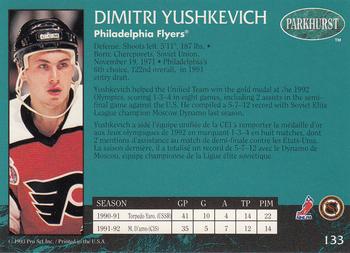 1992-93 Parkhurst #133 Dimitri Yushkevich Back