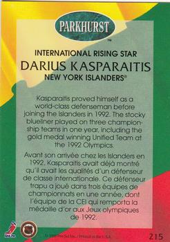 1992-93 Parkhurst #215 Darius Kasparaitis Back