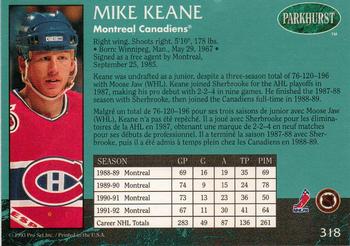 1992-93 Parkhurst #318 Mike Keane Back