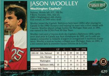 1992-93 Parkhurst #429 Jason Woolley Back