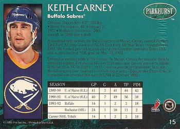 1992-93 Parkhurst - Emerald Ice #15 Keith Carney Back