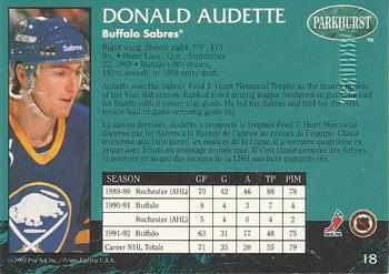1992-93 Parkhurst - Emerald Ice #18 Donald Audette Back