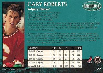 1992-93 Parkhurst - Emerald Ice #22 Gary Roberts Back