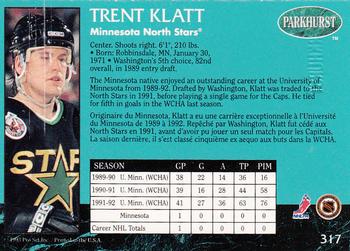 1992-93 Parkhurst - Emerald Ice #317 Trent Klatt Back