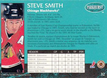 1992-93 Parkhurst - Emerald Ice #32 Steve Smith Back