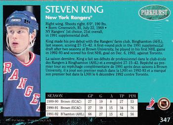 1992-93 Parkhurst - Emerald Ice #347 Steven King Back