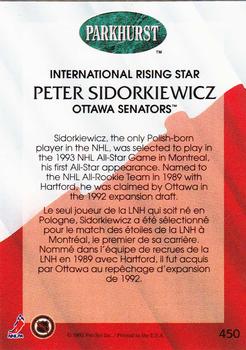 1992-93 Parkhurst - Emerald Ice #450 Peter Sidorkiewicz Back