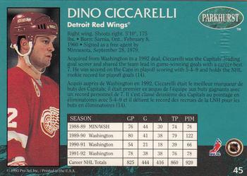 1992-93 Parkhurst - Emerald Ice #45 Dino Ciccarelli Back