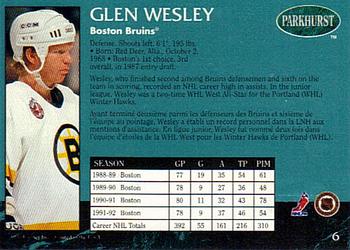 1992-93 Parkhurst - Emerald Ice #6 Glen Wesley Back