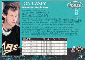 1992-93 Parkhurst - Emerald Ice #73 Jon Casey Back