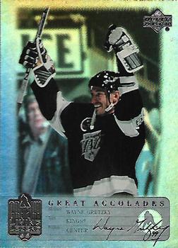 1999 Upper Deck Wayne Gretzky Living Legend - Great Accolades #GA25 Most 100-or-more Point Seasons: 15 Front