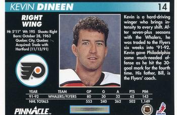 1992-93 Pinnacle #14 Kevin Dineen Back