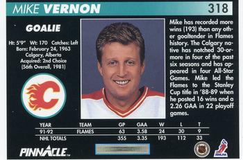 1992-93 Pinnacle #318 Mike Vernon Back