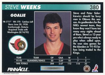 1992-93 Pinnacle #380 Steve Weeks Back