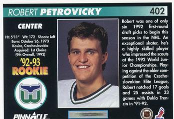1992-93 Pinnacle #402 Robert Petrovicky Back
