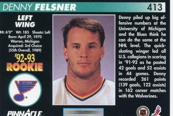 1992-93 Pinnacle #413 Denny Felsner Back