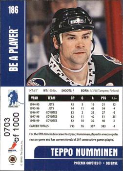 1999-00 Be a Player Memorabilia - Silver #186 Teppo Numminen Back