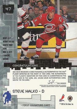 1999-00 Be a Player Millennium Signature Series - Autographs #47 Steve Halko Back